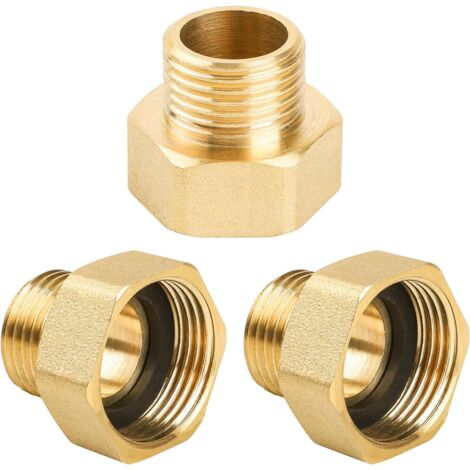 3 Raccord réduction G3/4 à G1/2, Laiton, Joint PTFE, Eau potable et Arrosage