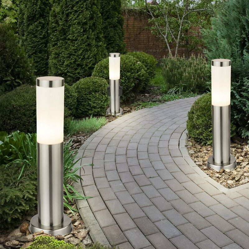Lot de 3 lampadaires d'extérieur douilles d'éclairage sur pied en acier inoxydable lampadaires spots IP44 E27 light