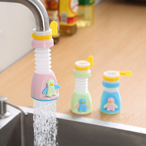 3 robinet de cuisine douche arroseur robinet eau valve tête dessin animé pingouin rotatif douche anti-éclaboussures rallonge d'eau buse d'eau