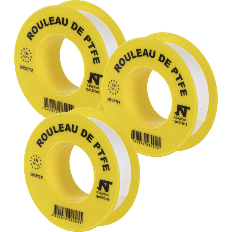 

3 rodillos de estanqueidad Teflón® longitud 12m largo 12mm - Noyon&thiebault