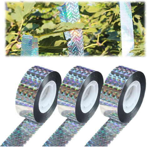 3 rollos de cinta antipalomas, 80 m x 2,4 cm, cinta adhesiva antipalomas de doble cara, cinta antipájaros, reflectante, ahuyentador de palomas, adecuado para proteger plantas de jardín