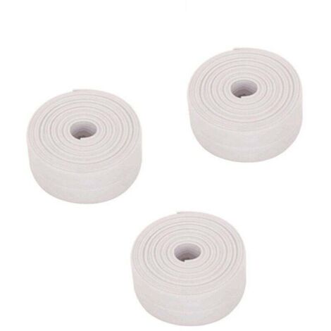 3 rollos de cinta de sellado impermeable blanca para baño, autoadhesiva de PVC para cocina, baño y bañera.