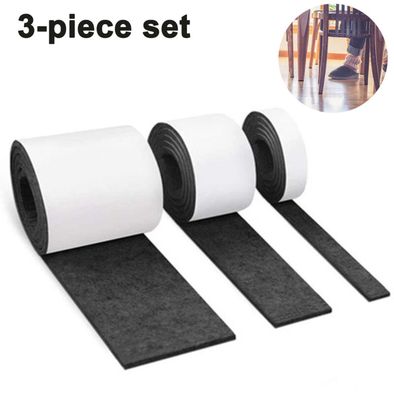 Xuigort - 3 rolls of self-adhesive felt for furniture (100cm 10cm + 100cm 5cm + 100cm 2cm) Cut any shape, strong adhesive sliding mat tape, for