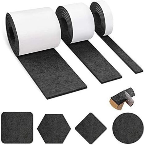 3 rotoli di feltrini autoadesivi (100 cm x 10 cm, 100 cm x 5 cm, 100 cm x 2 cm), feltrini per mobili, striscia protettiva autoadesiva per mobili, adesivo, adesivo per mobili
