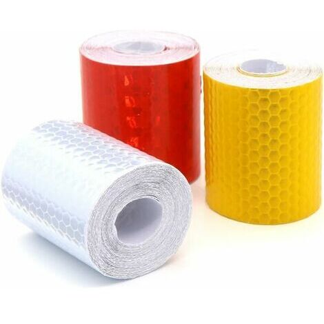 3 rouleaux de ruban réfléchissant Ruban adhésif pour sécurité Ruban d'avertissement Ruban de marquage de sécurité 5cm x 3m