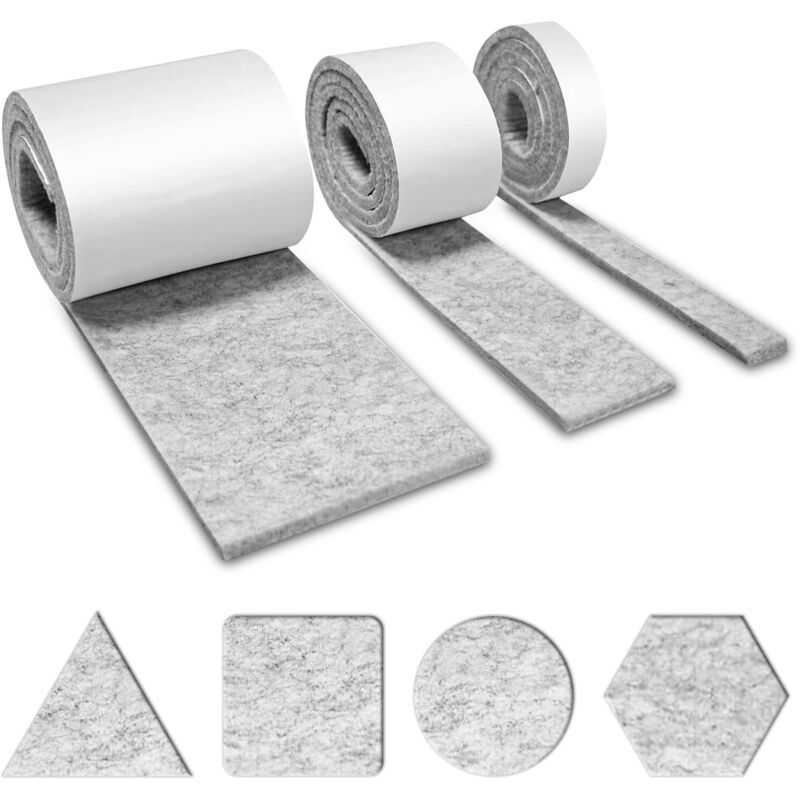 3 Rouleaux Feutrine Autocollante (100cmx10cm, 100cmx5cm, 100cmx2cm), Patin Feutre, Patins Feutres pour Meubles, Bande de Protection Autocollante