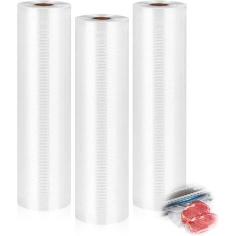 3 Rouleaux Sacs Sous Vide 28x500cm, Conservation Aliments, Sans BPA, Compatibles Toutes Machines
