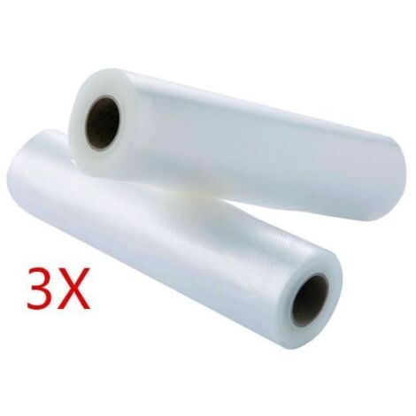 3 rouleaux sous vide de gaufrage alimentaire pour scelleuse sous vide, 28 cm x 5 m, rouleau de film sous vide pour sac de sécurité