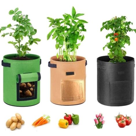 3 Sacs de Culture de Pommes de Terre, Sacs de Culture de Jardin de 7 Gallons Sacs de Plantes de Fenêtre Non Tissés avec Poign