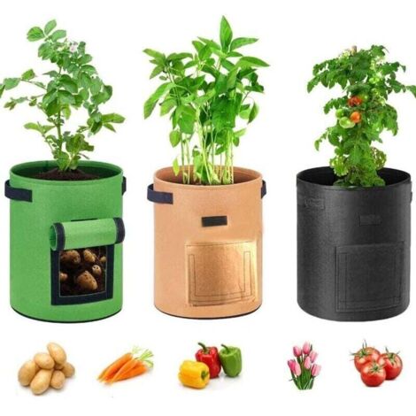 3 Sacs de Culture de Pommes de Terre, Sacs de Culture de Jardin de 7 Gallons Sacs de Plantes de Fenêtre Non Tissés avec Poignées pour Pommes de Terre Fraise Tomate Fleur Patio Jardin Balc