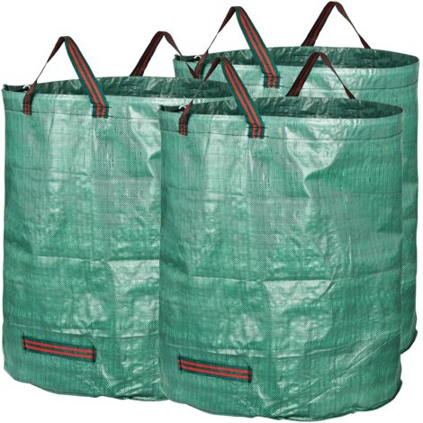 3 sacs de jardin de 272 litres, grande capacité, épais et résistants, sacs poubelle extérieurs indéchirables