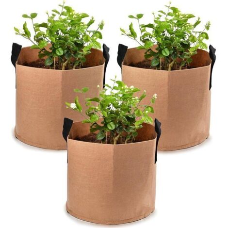 3 sacs de plantation extérieurs modernes et petits en non-tissé pour piments, pommes de terre et fleurs - pots en tissu non-tissé.
