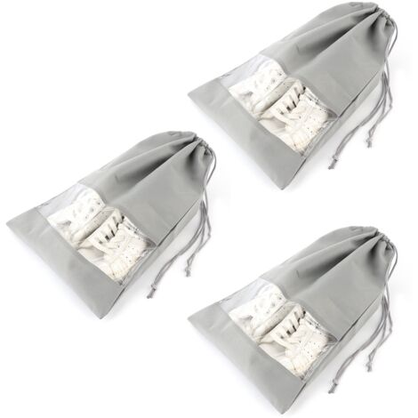 3 Sacs de Rangement Chaussures en Tissu Non-Tissé, Anti-Poussière Voyage, pour Stockage Maison (Taille M, Uni)