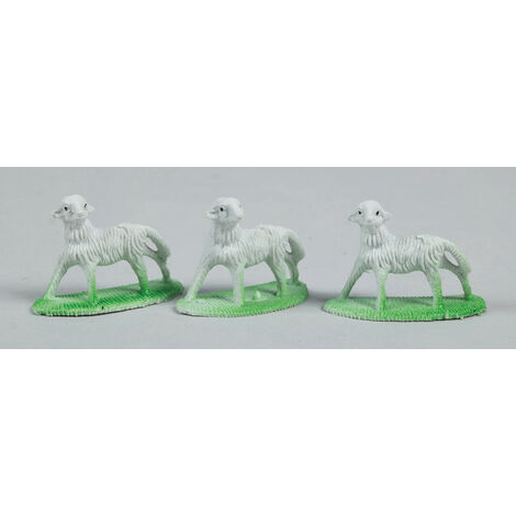 3 Schafe 6 cm in Blister-Weihnachtsdekoration