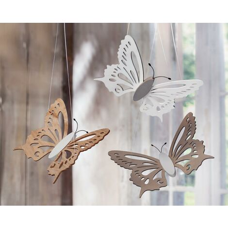 3 Schmetterlinge aus Holz, groß, Dekohänger, Fensterdeko, Landhaus Stil