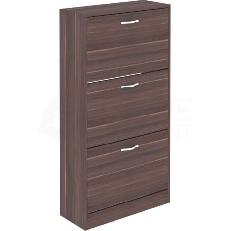 3 Schubladen Schuhschrank Flur Aufbewahrung Schrank Stehschrank, Walnuss