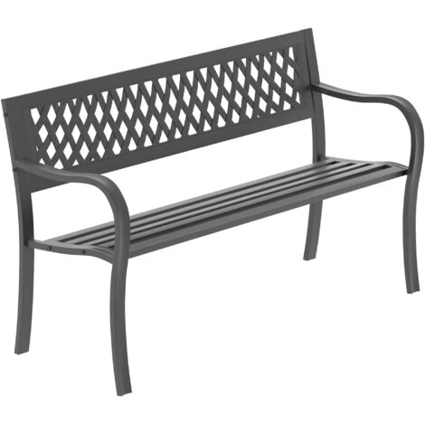 3 Seater Garden Bench Outdoor Furniture Seating Steel Legs Patio Seat, Lattice