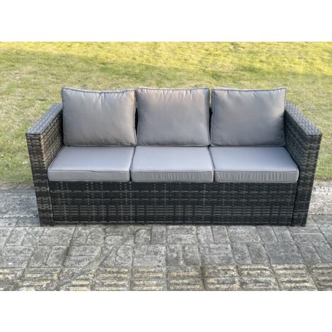 3 Seater rattan lounge sofa chair patio outdoor garden furniture with thick cushion