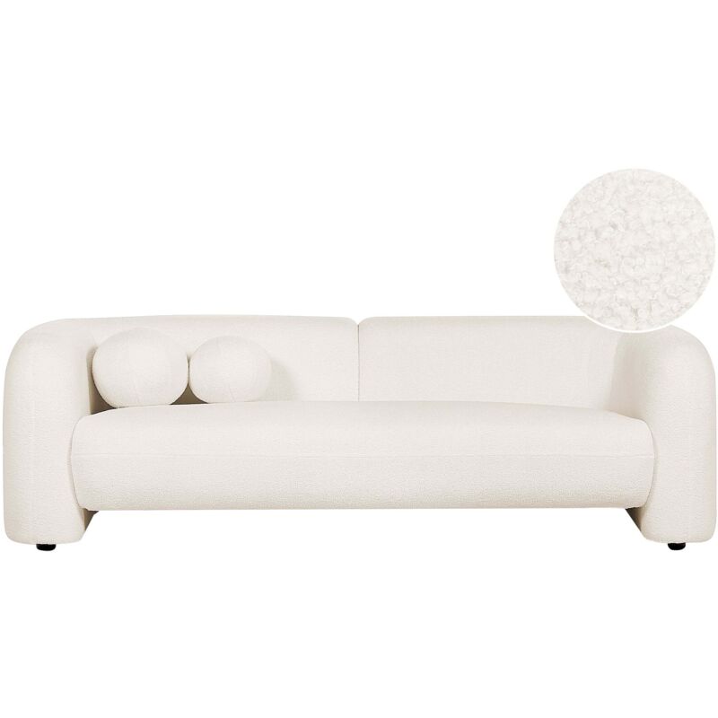 Beliani Sofa 3 Seater Leiren Boucle White