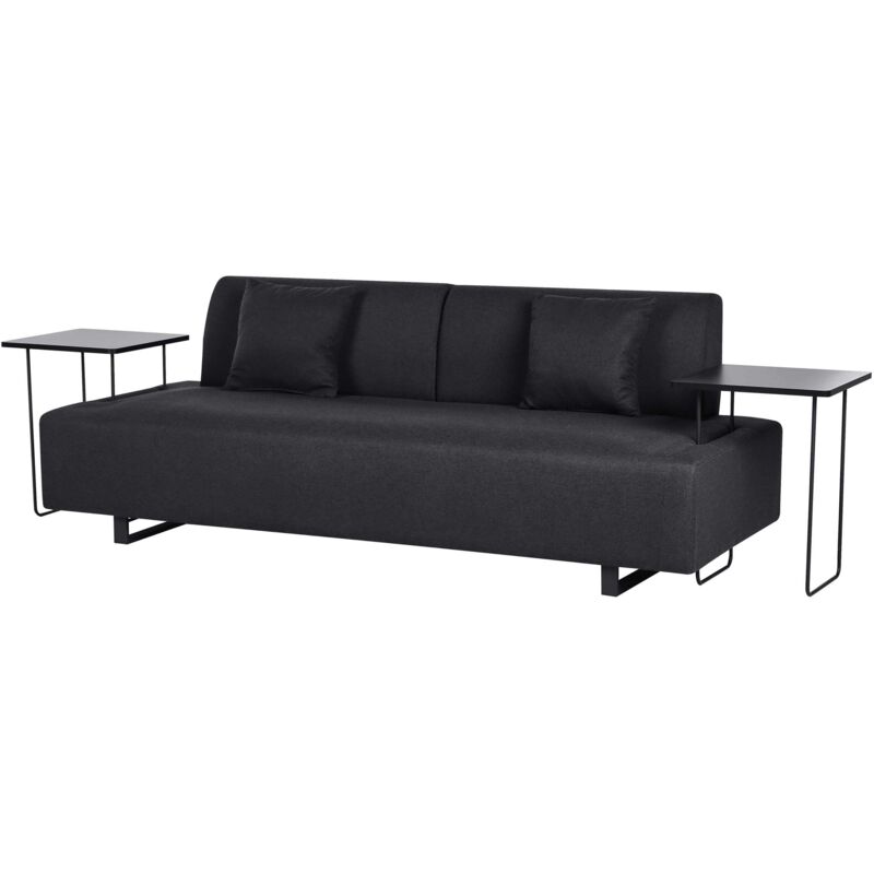 Beliani - 3 Seater Sofa Removable Armrests And Backrest With 2 Side Tables Black Sokna