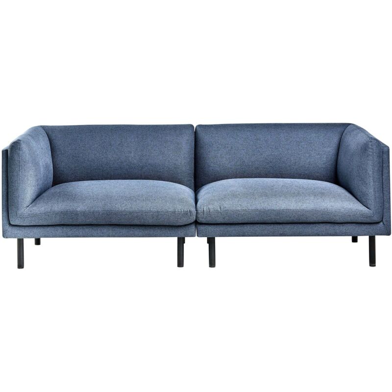 Beliani - 3 Seater Sofa Upholstered Fabric Metal Legs Living Room Furniture Dark Blue Vorgod