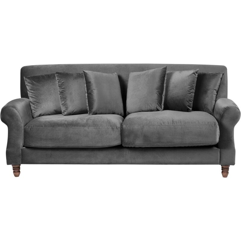 Living Room 2 Seater Sofa Couch Vintage Velvet Grey Eike