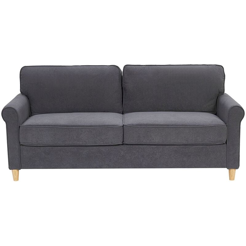 Velvet 3 Seater Sofa Dark Grey Upholstery Pocket Spring Seat Ronneby