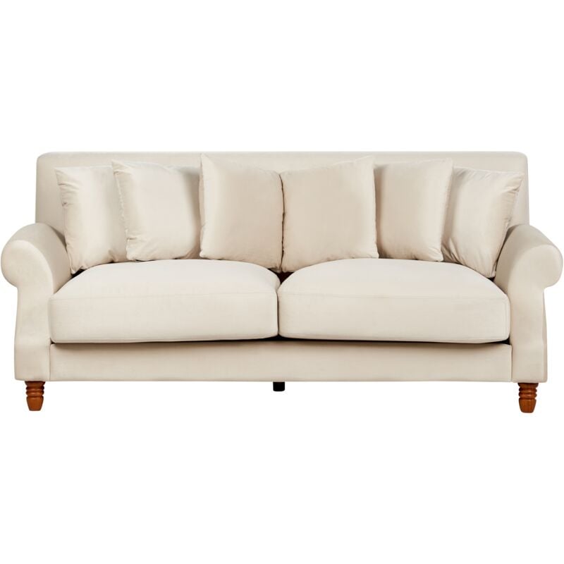 Living Room 2 Seater Sofa Couch Vintage Velvet Off-White Eike