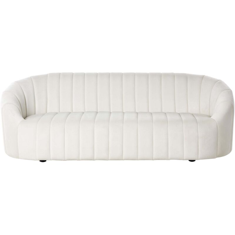 Beliani - 3 Seater Velvet Sofa Tufted Seat Low Back Tuxedo Off-white Malung