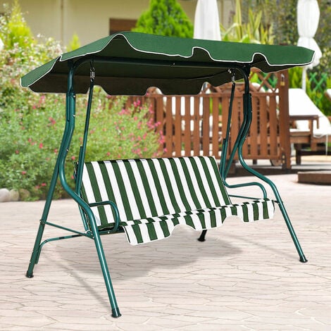 main image of "3 Seaters Garden Swing Chair Metal Hammock Cushioned Seat Lounger W/ Canopy"