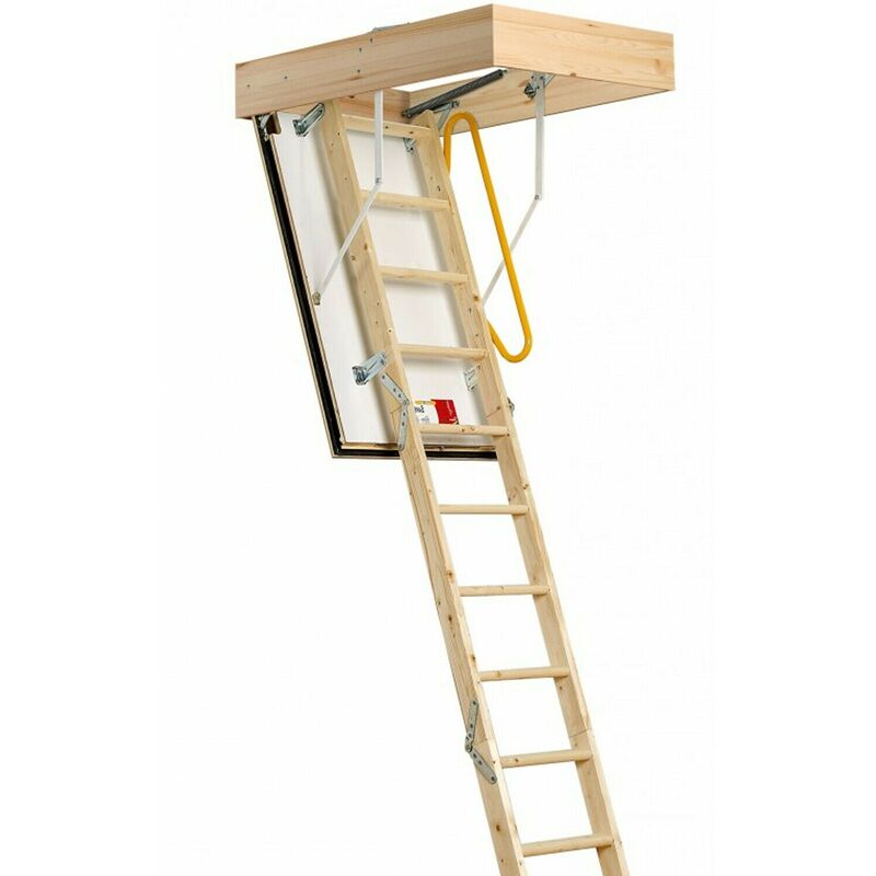 3 Section fire rated Folding Loft Ladder & Handle Hatch & Frame 2.75m Height