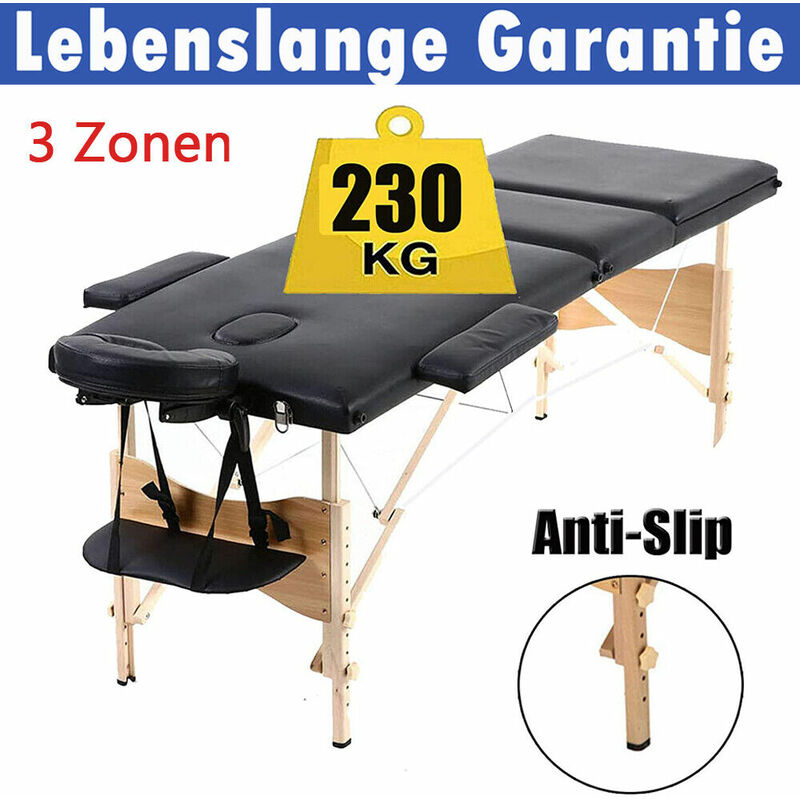 Day Plus - 3-Section Portable Massage Table Bed Folding Wooden Frame 230kg Capacity Oilproof Waterproof pu Material Adjustable Height Beauty Bed with