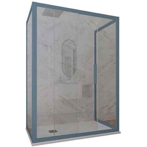 3-seitige Duschkabine 80x110x80 Klarglas Marineblau Deco Trio