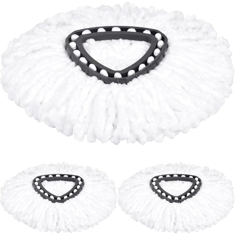 3 serpillères en microfibre compatibles avec la tête de nettoyage Vileda Turbo 2 en 1 EasyWring & Clean [Blanc]