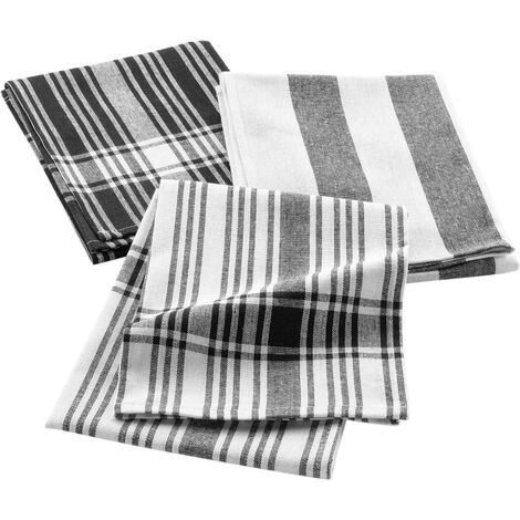 1001KDO 3 Serviettes torchons coton tisse 50 x 70 cm Bayados noir