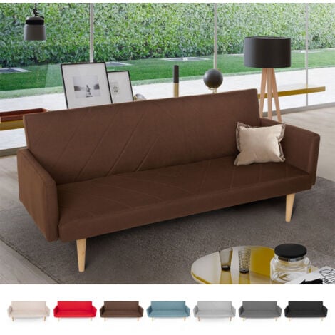 MODUS SOFÀ 3-Sitzer-Click-Clac-Stoff-Liegesofa Nordic Design Perla Farbe: Schwarz