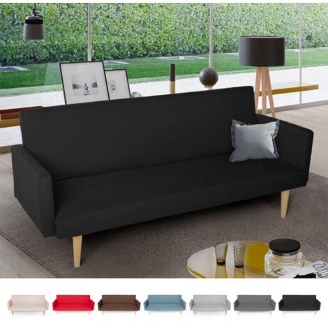 MODUS SOFÀ 3-Sitzer-Click-Clac-Stoff-Liegesofa Nordic Design Perla Farbe: Schwarz