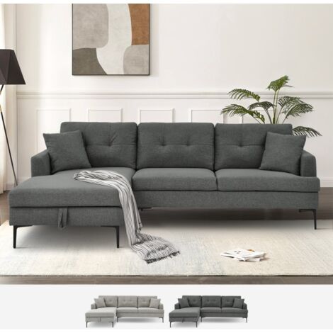 MODUS SOFÀ 3-Sitzer-Ecksofa mit Stauraum-Halbinsel in grauem Stoff Tangeri Farbe: Dunkel Grau