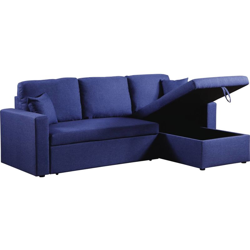 3-Sitzer Ecksofa mit Stauraum und Schlaffunktion Alain - 221 x 145 x 85 cm - Blau