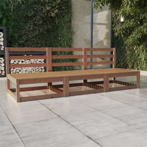 3-Sitzer Gartensofa Honigbraun aus massivem Kiefernholz