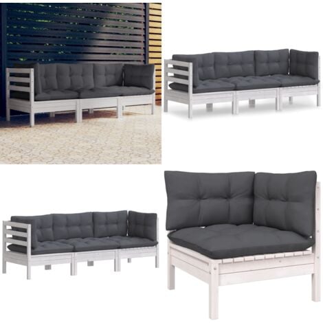 3-Sitzer-Gartensofa mit Anthrazit Kissen Massivholz Kiefer - Gartenmöbel - Sitzgruppe - Outdoor Möbel - Terrassenmöbel - Lounge Set - Home & Living