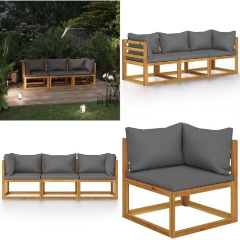 3-Sitzer-Gartensofa mit Auflage Akazie Massivholz - Holzgartenmöbel - Outdoor Möbel - Gartenlounge - Esszimmerset - Terrassenmöbeln - Home & Living