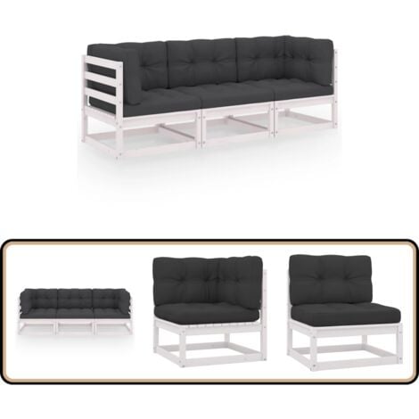 3-Sitzer-Gartensofa mit Kissen Kiefer Massivholz - Gartensofa - Kiefernholzmöbel - Gartenmöbelset - Esszimmergarnitur - Lounge Möbel