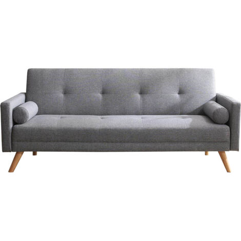 3-Sitzer-Schlafsofa aus grauem Stoff WOODEN