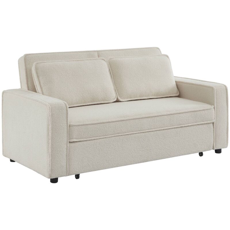 Sweeek - 3-sitzer Schlafsofa Mit Cremeweißem Bouclé-bezug