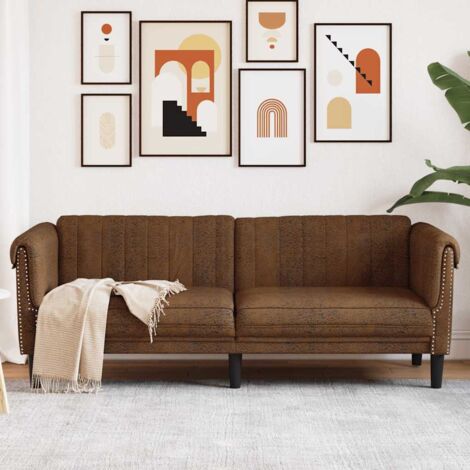 3-Sitzer Sofa Braun Kunstleder Wildleder-Optik vidaXL
