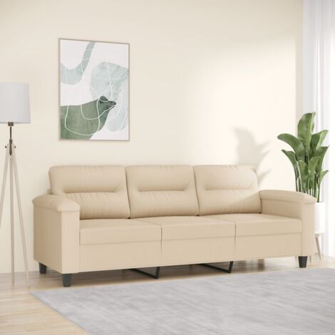 3-Sitzer-Sofa Creme 180 cm Mikrofasergewebe vidaXL