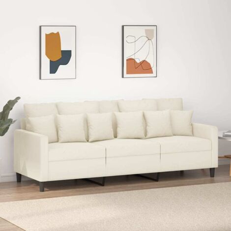 3-Sitzer Sofa Creme 180 cm Samt