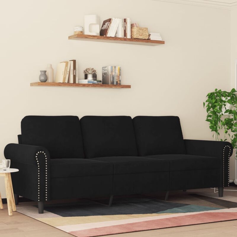 3-sitzer-sofa Schwarz 180 Cm Samt Vidaxl