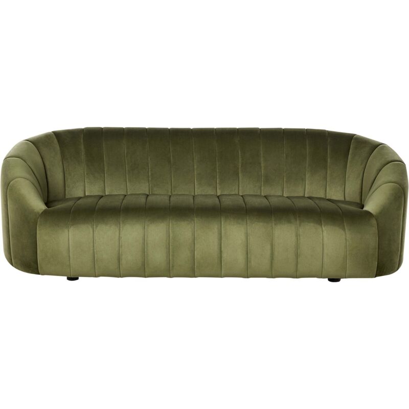 Beliani 3-sitzer Sofa Dunkelgrün Samt Mit Niedriger Rückenlehne Gesteppt Oval Muschel Form Retro Wohnzimmer Schlafzimmer Ausstattung Couch Polstersofa